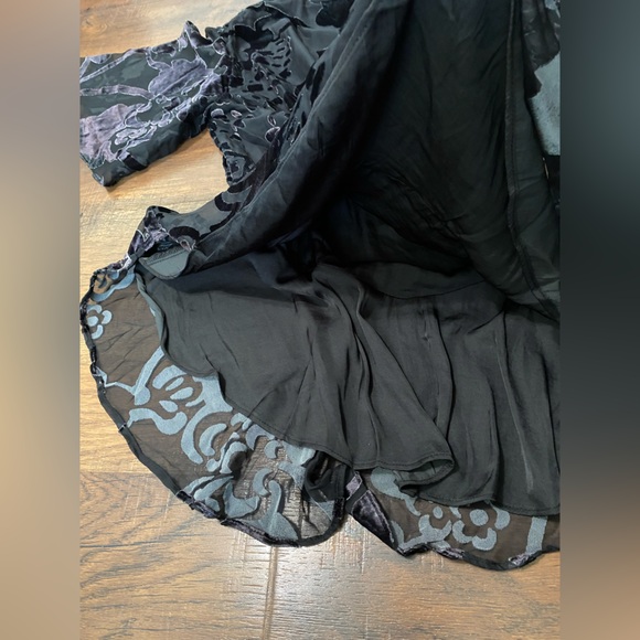 Free People Women Mini Dress XS Black Manuka Burnout Velvet Mini A Line - Picture 12 of 16